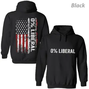 0 Percent Liberal Hoodie – Patriotic American Flag Graphic, Conservative Statement Quote, Freedom Pride Political Hoodie