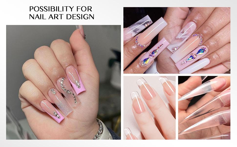 SAVILAND Builder Nail Gel with Air Cushion Design, Clear Hard Gel for Nails Extension Gel, Builder Base Nail Gel & Strengthener Gel Nail Art Manicure Set with 100pcs Nail Forms and Acrylic Brush Nail Care Nail Polish Cutics Cosmetic