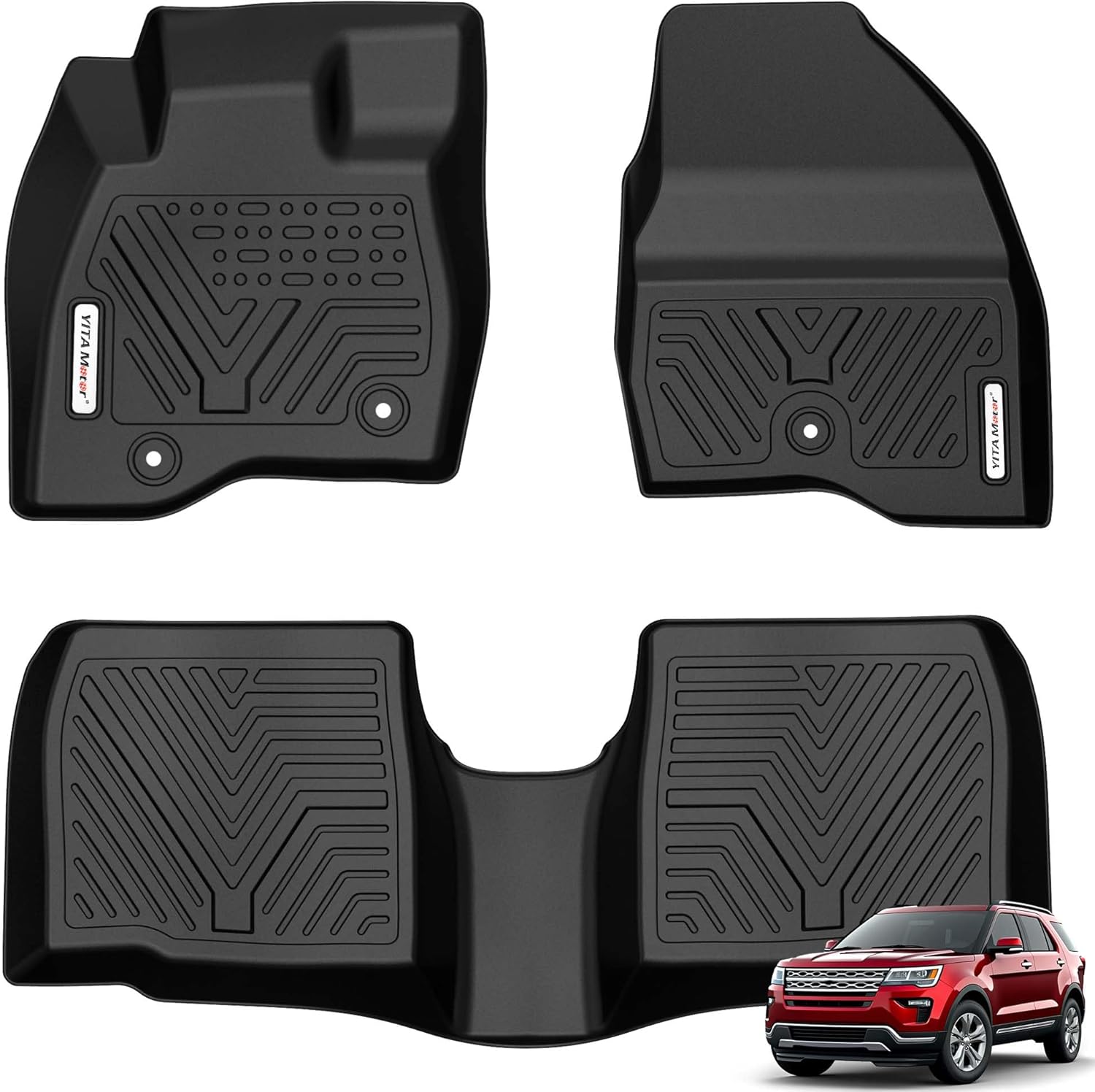 YITAMOTOR Floor Mats Compatible with 2015-2019 Ford Explorer, Custom Fit Floor Liners, 1st & 2nd Row