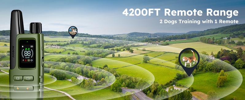 Jugbow Dog Collar 2 Dogs 4200FT Dog Training Collar with Remote, IPX7 Waterproof E Collar for Dogs Training Outdoor Rechargeable Collars for Dogs (10-120lbs)