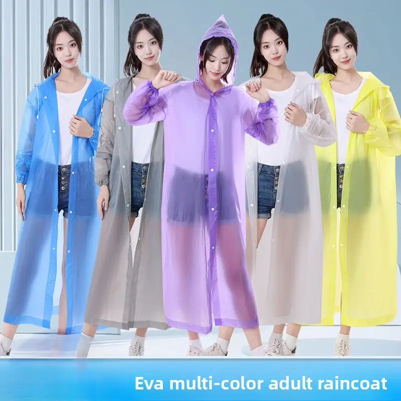 Synthetic Disposable Transparent Thick Waterproof EVA Adult Long Full-Body Raincoat, Heavy Rain Outdoor Portable Sport Rain Poncho