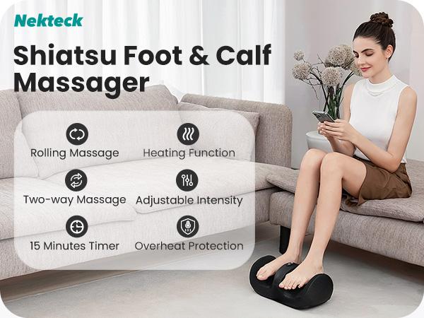 Nekteck Shiatsu Heating Foot Massager, Lightweight Foot Massage with Roller, Ideal for Offices and Home, Mother's Day Gift