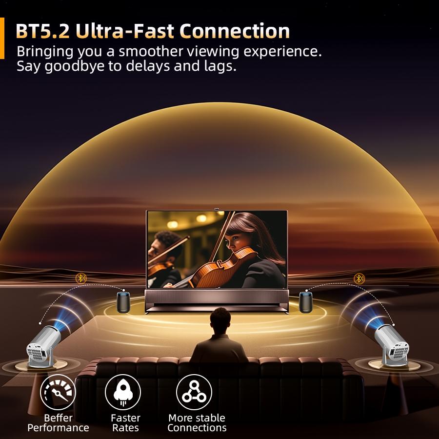 [US Warehouse] HYA300Pro Upgraded Projector with Dual Wi-Fi 6, BT5.4 Support, Native 1280*720P, Android 11, Built-in Speaker, Remote Control Included, Home Theater Outdoor，Valentine's Day/Birthday Gifts