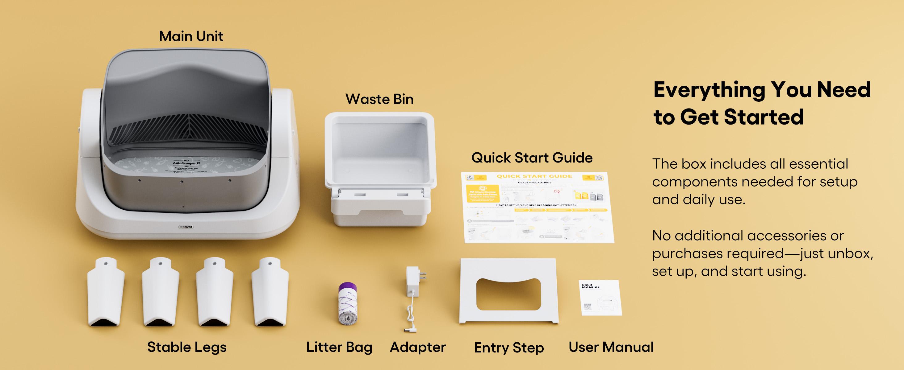 PetPivot AutoScooper 12 Open-Top Self-Cleaning Cat Litter Box – Sealed Waste Drawer, Includes Trash Bags & Entry Step PetPivot AutoScooper 12 Open-Top Self-Cleaning Cat Litter Box – Sealed Waste Drawer, Includes Trash Bags & Entry Step