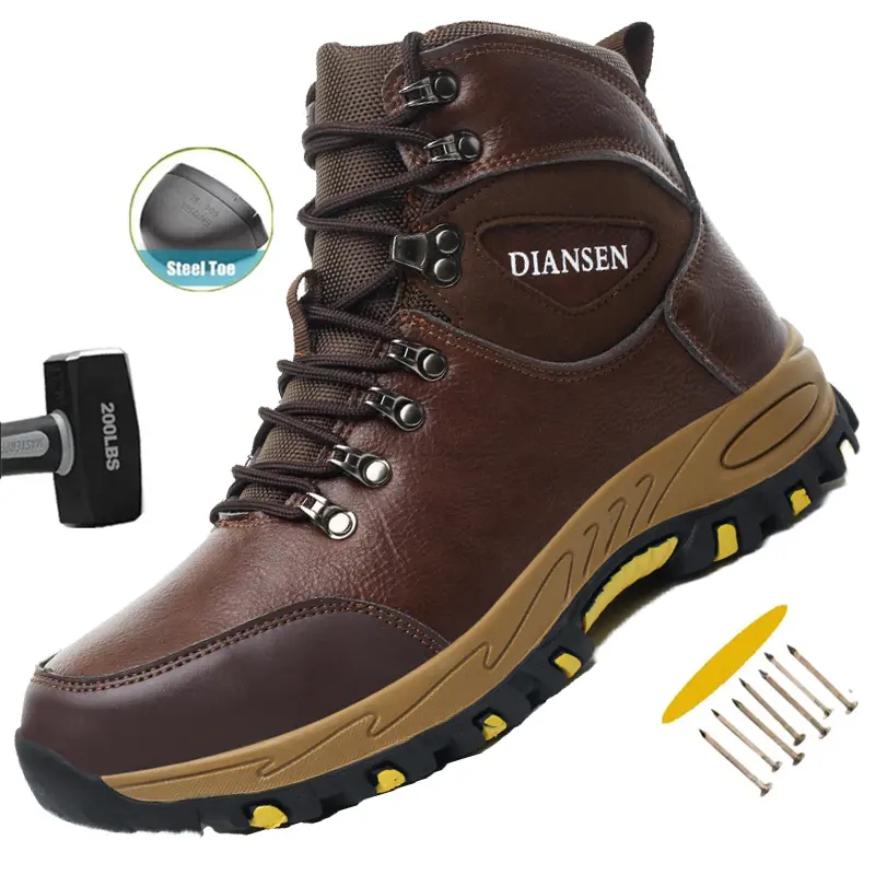 Waterproof Safety Boots Men Indestructible Steel Toe Work Boots Anti-smash Stab-resistant Safety Shoes Anti slip and wear-resistant Protective Boots Advanced color scheme Construction Work Shoes,shoes for back to school,back to school shoes