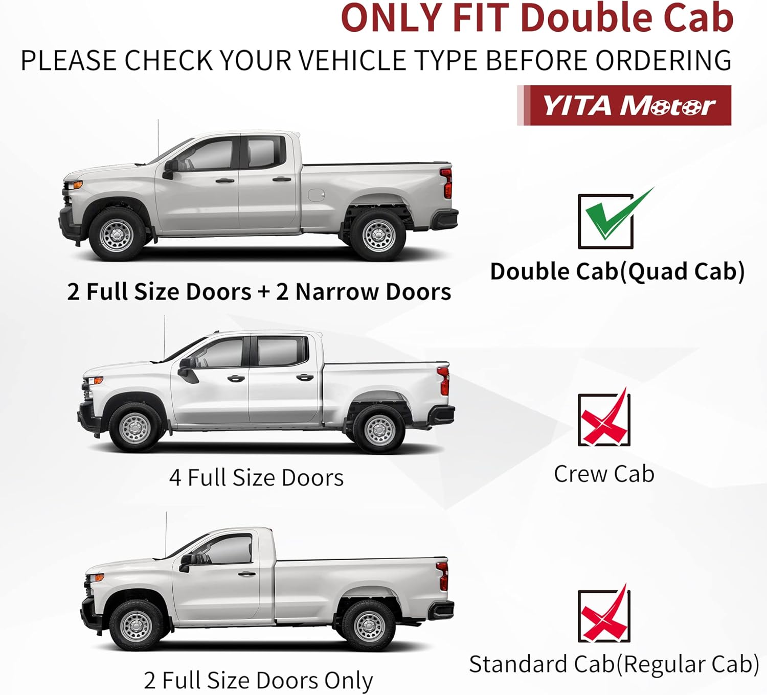 YITAMOTOR Running Boards Compatible with 2019-2025 Chevy Silverado/GMC Sierra 1500, 2020-2025 Silverado/Sierra 2500HD 3500HD Double/Extended Cab, Black Powder Coated Side Steps, Off-Road Drop Nerf Bar