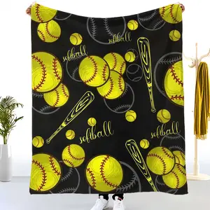 Softball Blanket Warm nap Blanket Gift for Girls, Softball Gift for Teenagers, Blanket for Softball Enthusiasts/Players,Softball Blanket for Girls' Birthday and Christmas