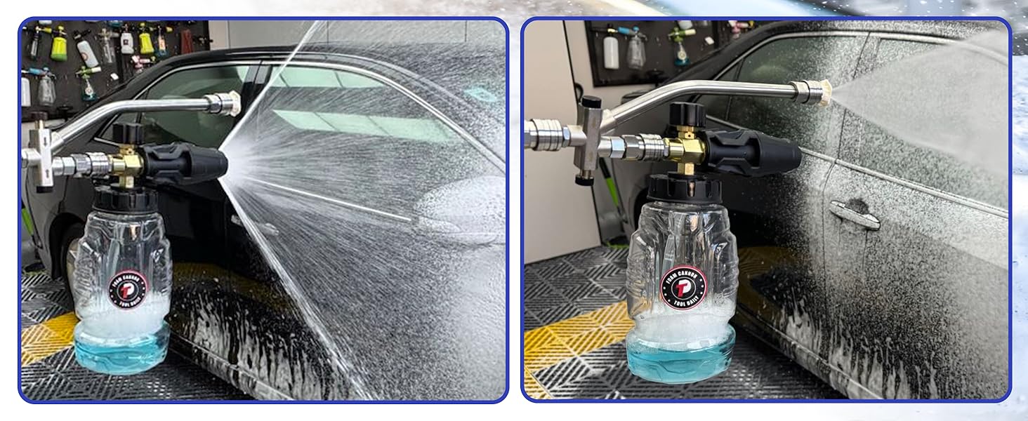 Tool Daily Pressure Washer Foam Cannon with Dual Connector Accessory, Double Tip Attachment for Soap Cannon, 5 Power Washer Nozzle Tips, 1/4” Quick-Connect, ChristmasGift