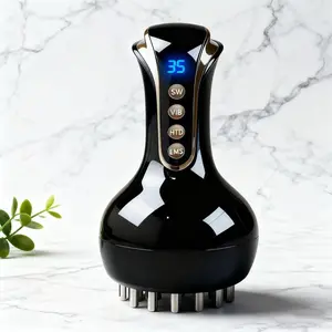 Lymphatic drainage massager and anti-cellulite message tool with 2 pieces of essential oil, body sculpting machine with microcurrent, light, heat and vibration, fascia launcher