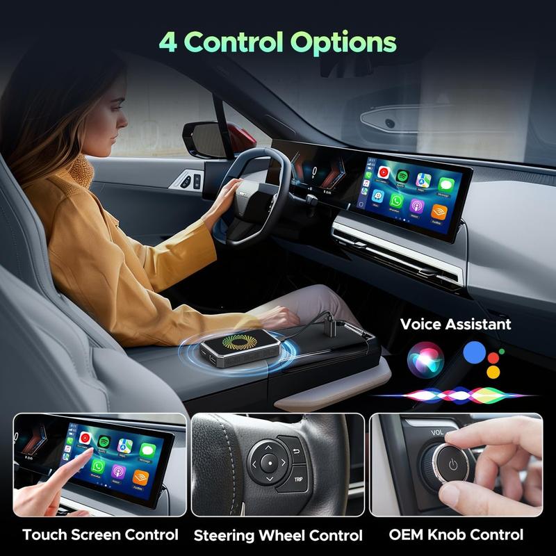 【JumpstartSale】LAMTTO Wired to Wireless Carplay Adapter【Not support for Tesla & BMW】Supports Netflix/Youtube/TikTok APP to Play Video on a Car Screen (Do Not Support Vehicles with Built-in Wireless CarPlay) ,Your Entertainment Co-pilot on the Road!
