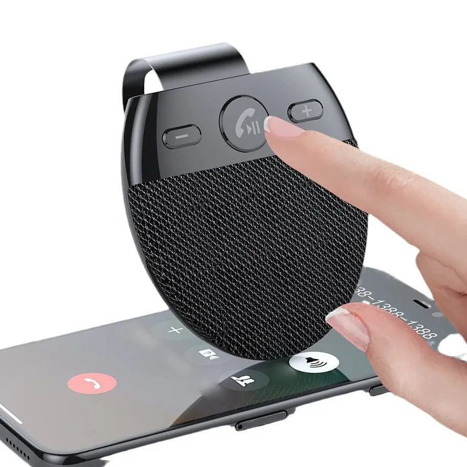 Joytutus Car Bluetooth Speakerphone with Visor Mount, USB Type-C Charging, Extra-Long Battery Life, Built-In Polymer Battery, Hands-Free Audio, Wireless Smartphone Calling & Voice Assistant for Safe Driving