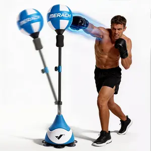 Merach Punching Bag with Stand – 3 Stability Options Height Adjustable Boxing Bag Freestanding Exercise Ball Speed Trainer for Workout Stress Relief & Fitness