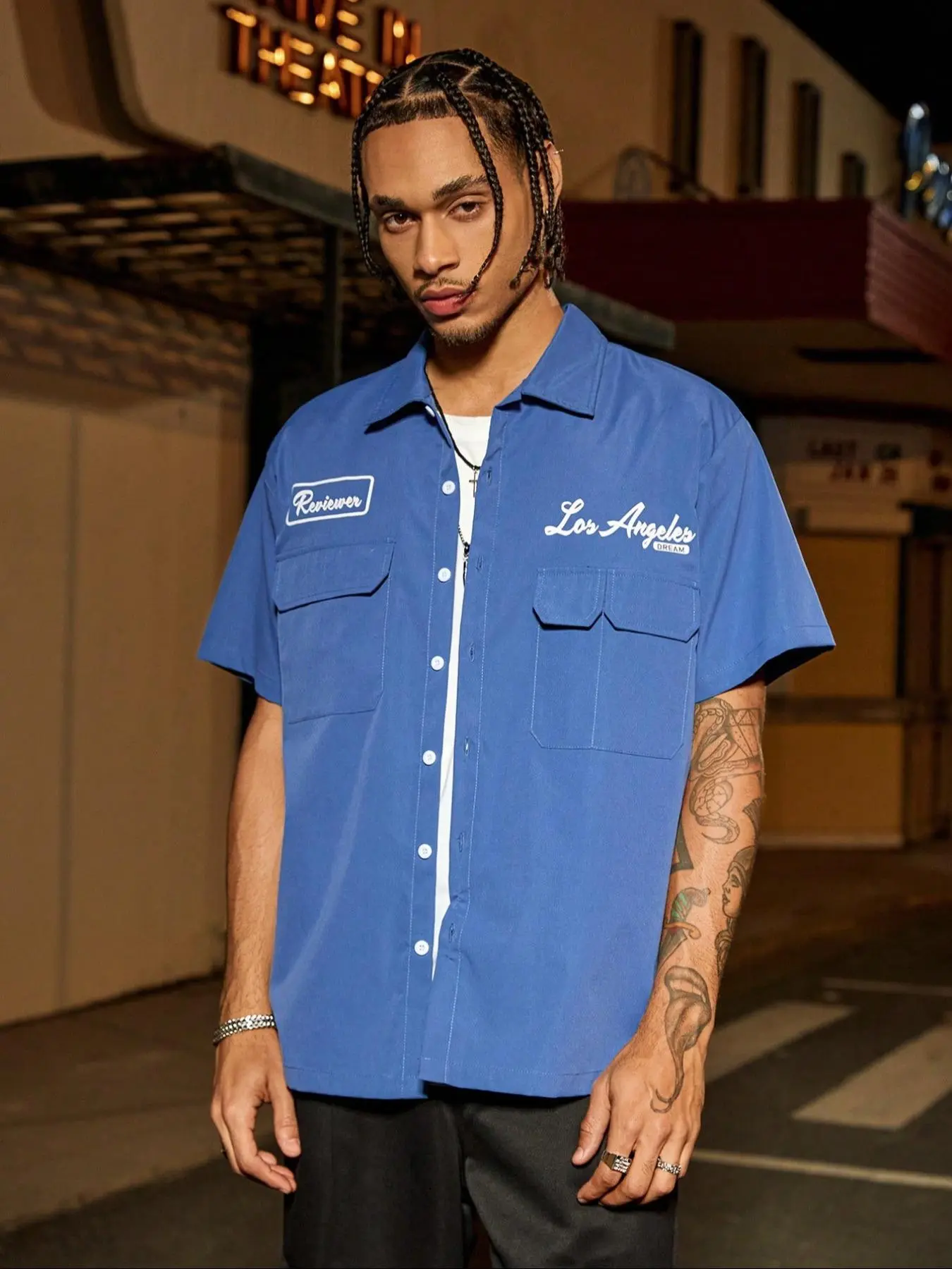 Men's Regular Fit Letter & Number Print Short Sleeve Pajama Shirt, Casual Comfy Collared Button Top for Daily Wear, Men's Sleepwear & Loungewear for Summer, Menswear
