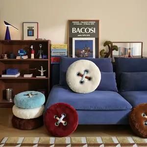 Button Shape Plush Pillow, Multicolor Round Sofa Cushion, Home Decorative Cushion, Soft Comfortable Bed Rest, Cute Winter Gift for Girlfriend, Valentine's Day Present