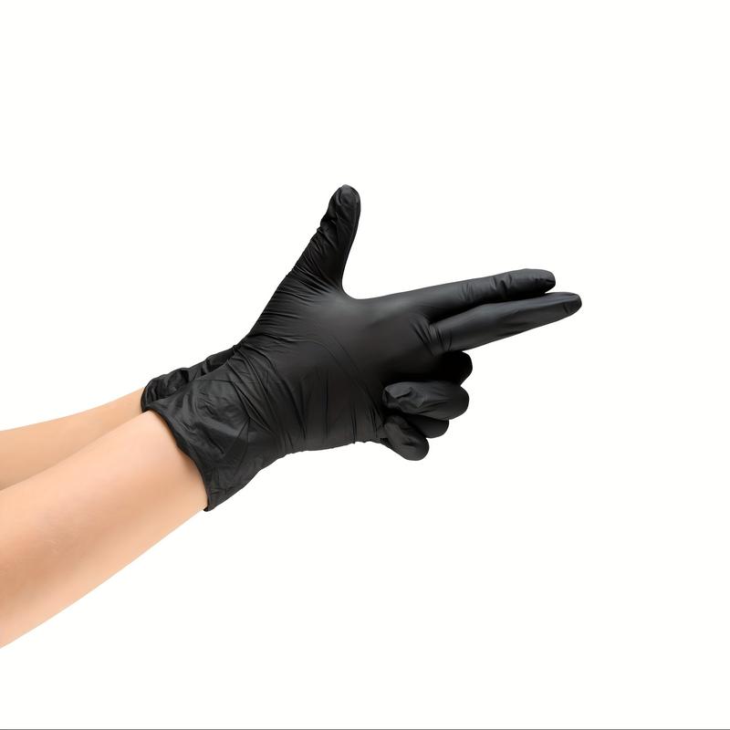 50pcs Pack, Black Pure Nitrile Disposable Gloves, Durable Household Cleaning Gloves Suitable for Kitchen, Tattoo, Beauty Salon, Bathroom, Cleaning Supplies, Thickened Design, Latex-Free, Available In Large, Medium, And Small Sizes, Local Warehouse