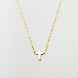 14K Solid Gold Cross Necklace