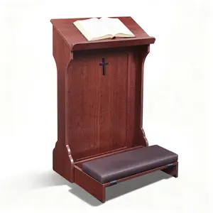 Traditional wooden kneeling prayer stool with padded bench and Bible stand—36-inch church-style prayer station, suitable for homes, small chapels, and religious worship. Prayer stool kneeling pad, home wooden kneeling pad, church kneeling stool.