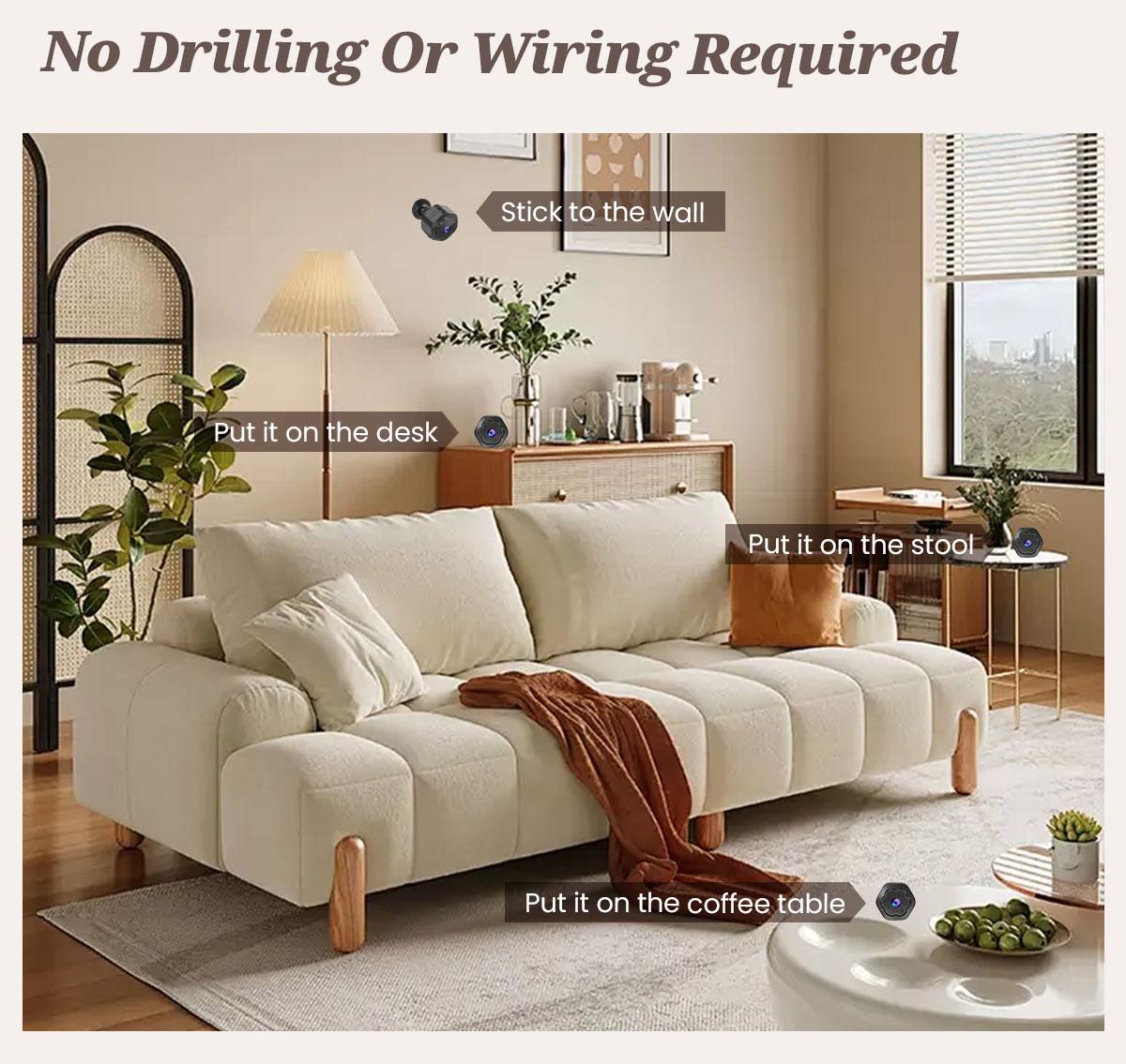 Flycloud F0 Mini WiFi Home Camera 1080P Full HD, Plug-in & Rechargeable, Night Vision, APP Alerts, Motion Detection for Home, Baby & Pet Monitor