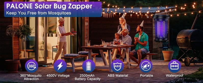 4500V Electric Insect Zapper, USB Rechargeable Solar Mosquito Killer Lamp with UV Light, for Home, Backyard, Garden, Camping Handy Cordless