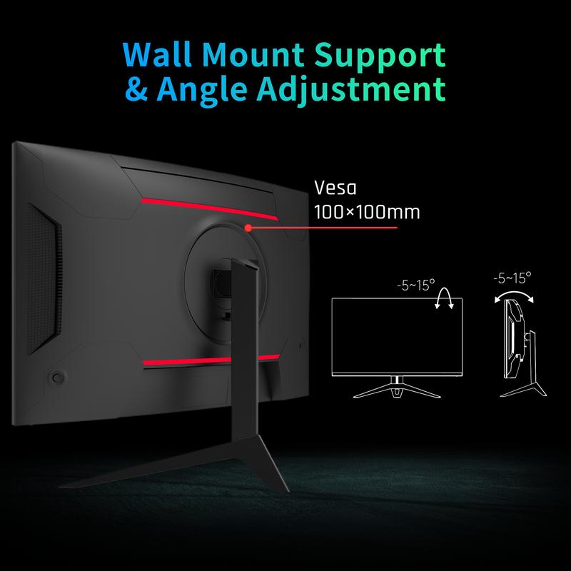 KTC 27" 2K 180Hz HVA 1500R Curved Gaming Monitor, 144Hz, GTG 1ms, 5000:1 contrast Ultrawide PC Monitor, FreeSync Premium/G-Sync, DisplayPort/HDMI/USB, Vesa/Wall Mount Computer Monitor, 3-year warranty,H27S17