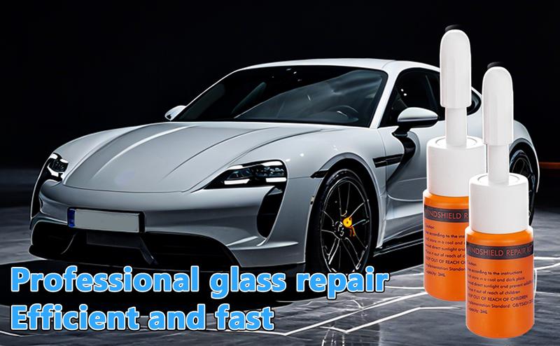 Windshield Repair Kit for Chips and Cracks, Rock Chip Repair Kit Windshield, for All Car Windshield Crack Repair Kit to Repair Scratches, with Curing and Pressurizing Device (Orange)