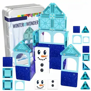 Travel Magnetic Tiles Building Set  26-Piece Easy-Connect Magnet Blocks in a Portable Metal Case, Designed to Inspire 3D Spatial Thinking, Creative Play, and Screen-Free Fun for Kids at Home, in the Car, or on the Go