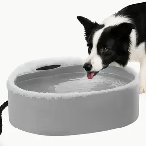 Large Heated Water Bowl for Dog & Cat, Outdoor Heated Dog Bowl with Chew Resistant Power Cord, Waterproof Heated Pet Bowl Smart Thermal-Dish in Winter for Cat Chicken Birds, 0.98 Gallon 35 Watts
