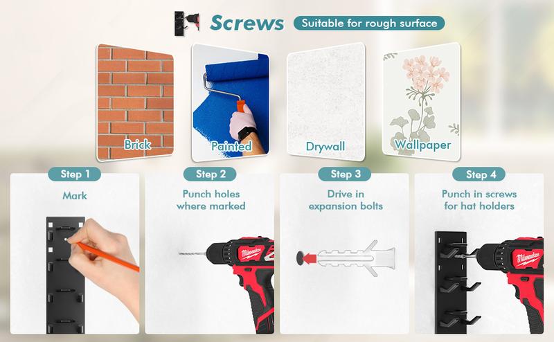 Baseball Cap Organizer 2-Pack Wall-Mounted Hat Rack Hook Holds Up to 18 Hats Multi-Layer Storage Adjustable Self-Adhesive or Screw Installation Valentine Gift  valentines gift for bf home