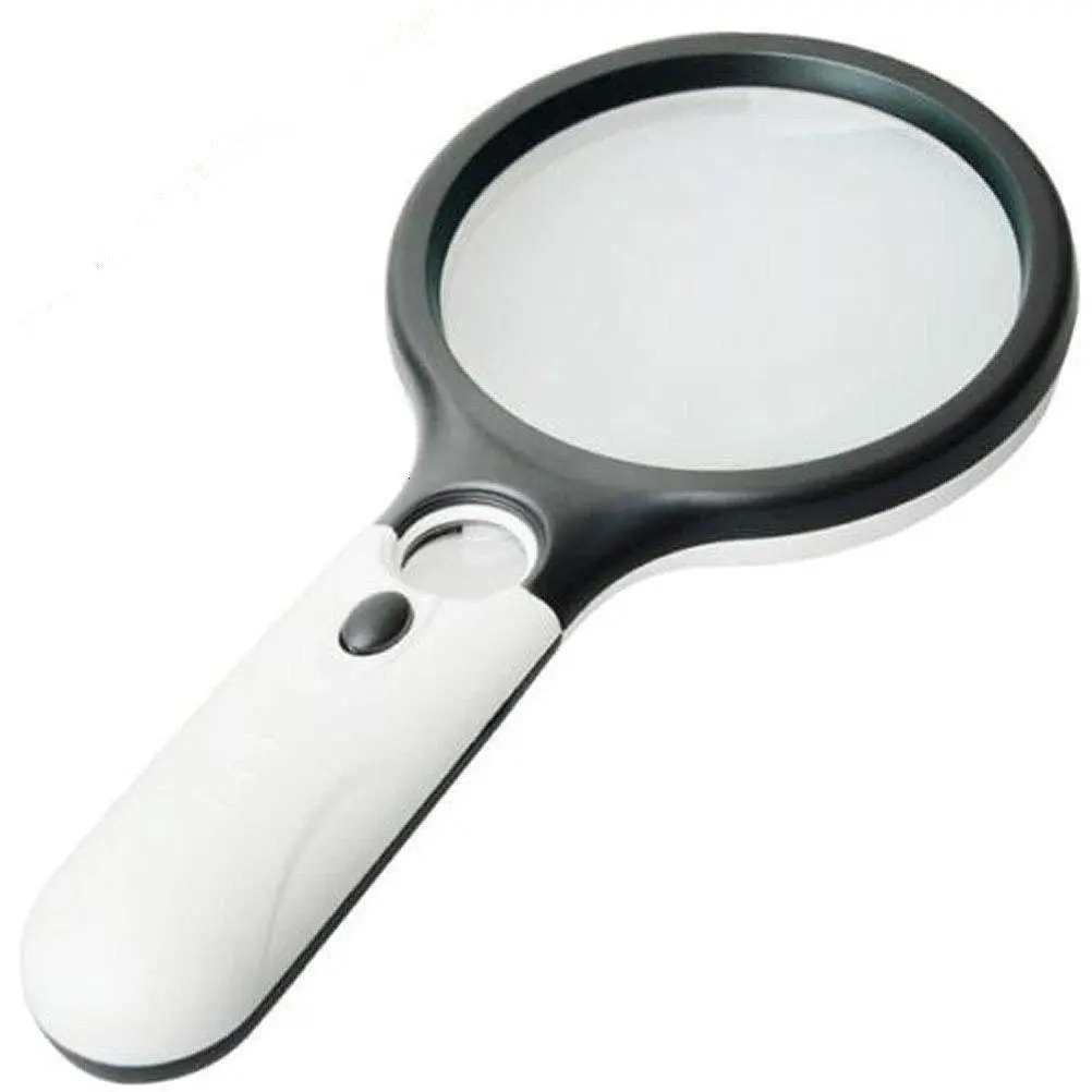 1 PCS Handheld Magnifying Glass with 3X magnification and 3 LED lights. This portable desk accessory works perfectly for reading and craft work. Bright illumination and clear view bring you great convenience in daily study and manual creation