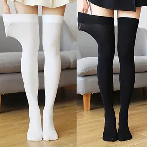 Women's Thin Thigh High Stockings, Spring Summer Over Knee High Socks, Sexy Black White Sheer Silk Stockings