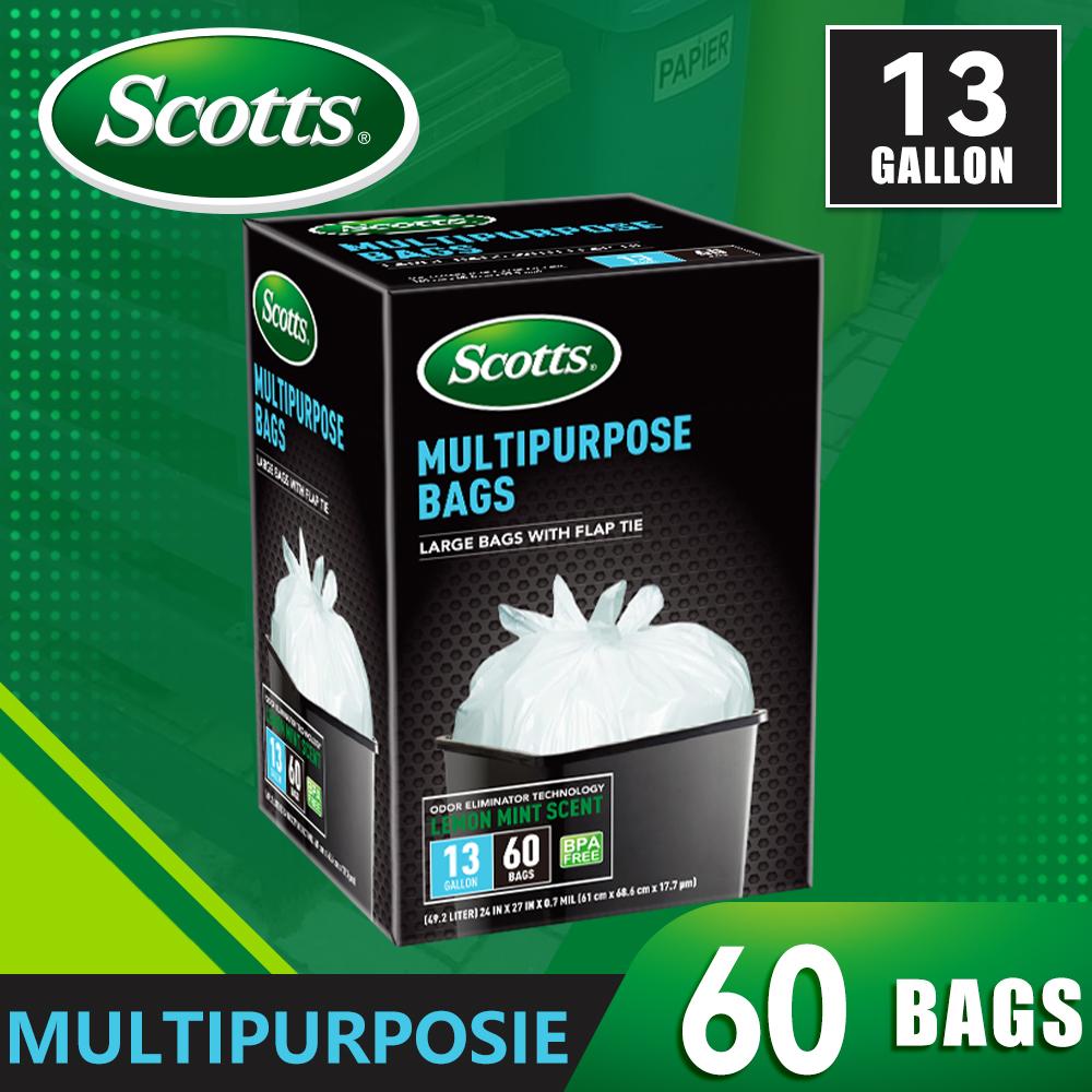 Scotts 13 Gallon Boxed Disposable Non Tear Puncture Tear Resistant Trash Bags, Deodorization And Odor Absorption Technology Kitchen Garbage Bags, Fresh Clean Scent With Lemon Scent,Multipurpose Easy To Usedrawstrings More Durable