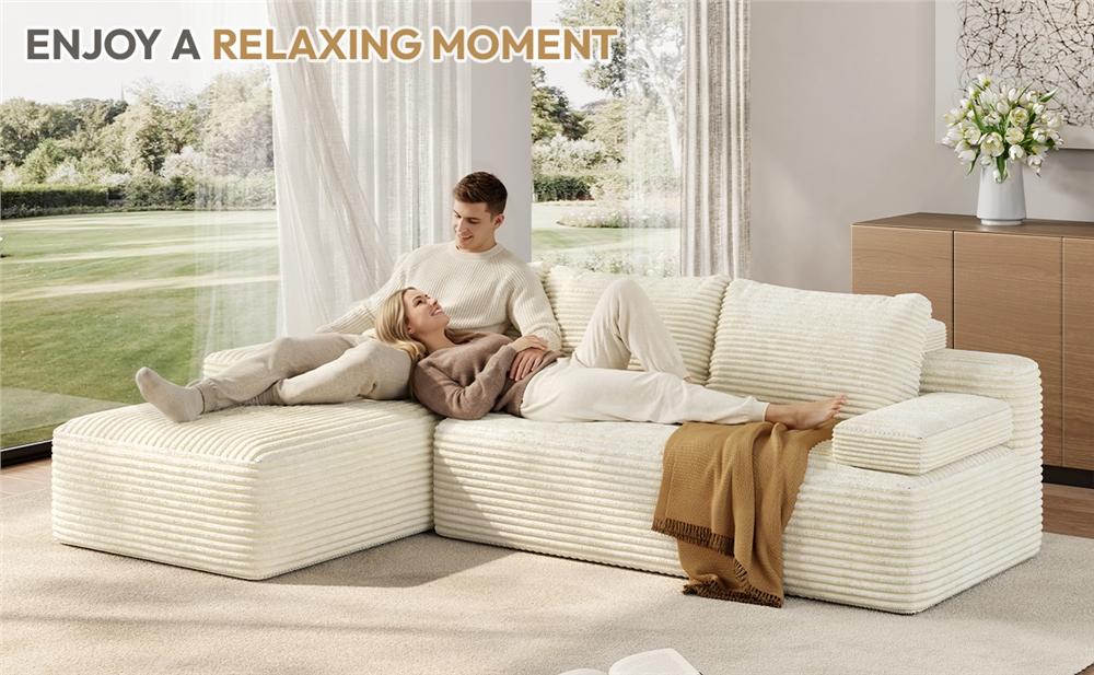 【On Sale】Yaheetech 110"W Compressed L-Shaped Modular Sectional Sofa with 2 Packages Corduroy Fabric Cloud Couch Boneless Foam Sleeper Oversized Deep Seat Removable Pillow Covers Pet-Friendly No Assembly for Living Room Apartment 【On Sale】Yaheetech 110"W Compressed L-Shaped Modular Sectional Sofa with 2 Packages Corduroy Fabric Cloud Couch Boneless Foam Sleeper Oversized Deep Seat Removable Pillow Covers Pet-Friendly No Assembly for Living Room Apartment