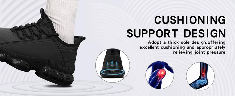 Summer men's new fly-ribbed breathable sports shoes, comfortable air-cushioned men's shoes, anti-slip rubber sole fitness and exercise shoes, suitable for all seasons' casual wear