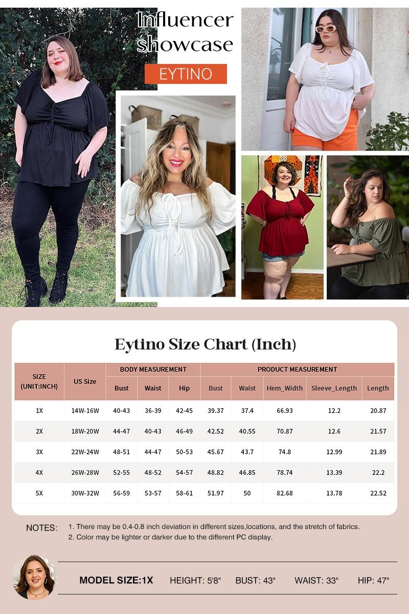 Eytino Women Plus Size Sweetheart Neck Short Sleeve Shirred Peplum Blouse Tops Shirts(1X-5X)