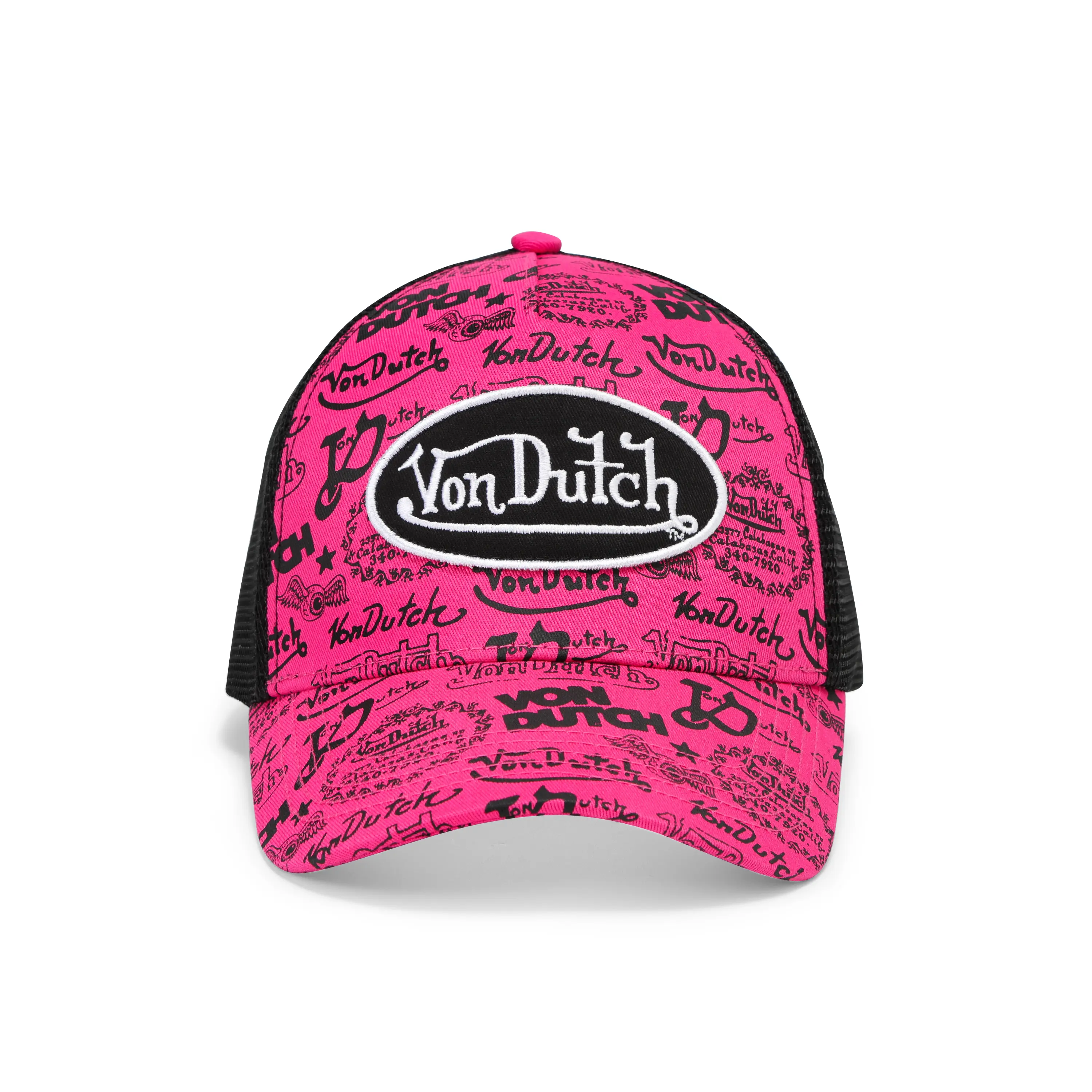 Logo Stamp Trucker Hat - Pink and Black