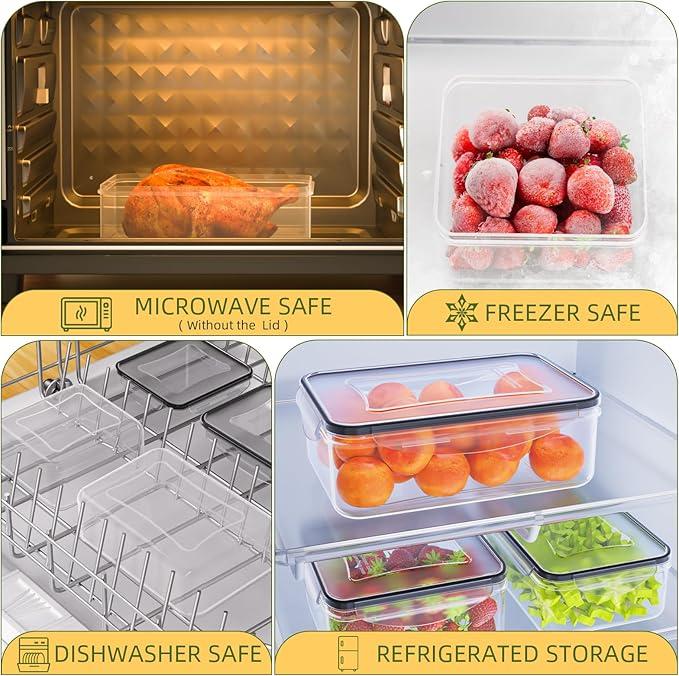 AISOON 50-Piece Plastic Meal Prep & Pantry Container Set – 25 Multi-Size BPA-Free Boxes with Leakproof Lids, Microwave & Freezer Safe, with Labels & Marker