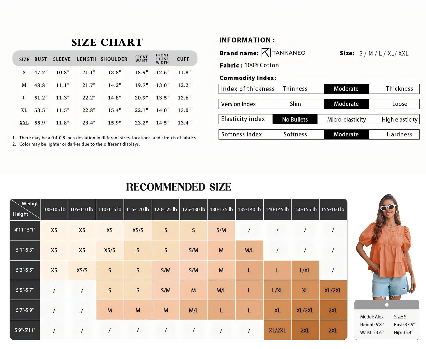 Tankaneo Womens Puff Sleeve Peplum Babydoll Tops Summer Smoked Pleated Cotton T-Shirts Casual Loose Fit Flowy Blouse Tankaneo Womens Puff Sleeve Peplum Babydoll Tops Summer Smoked Pleated Cotton T-Shirts Casual Loose Fit Flowy Blouse