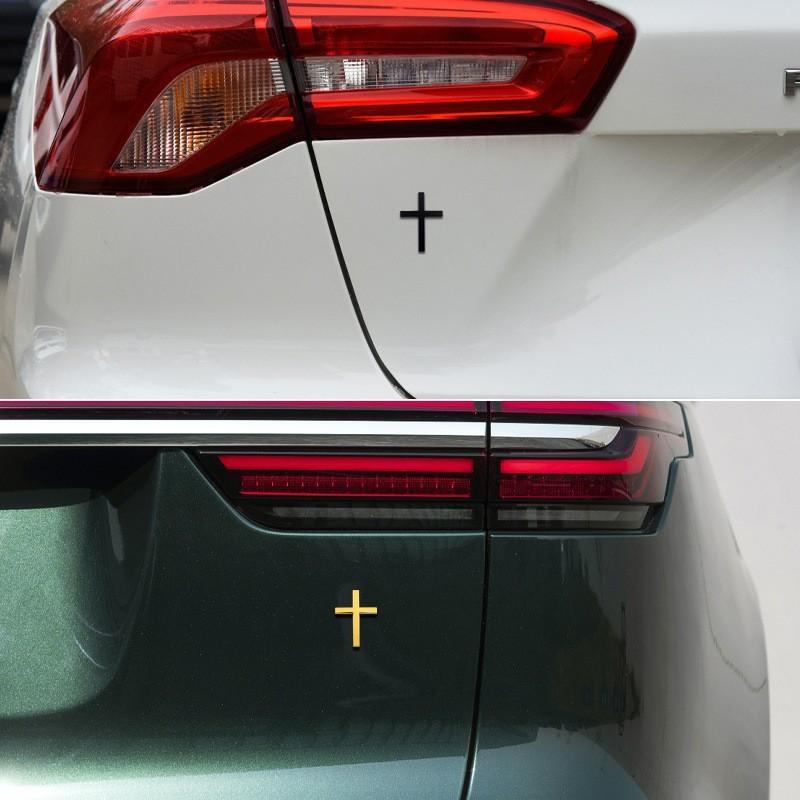 4PCS Premium Christian Cross Car Sticker Durable Faith Decal For Auto Motorcycle SUV Exterior Waterproof Religious Car Accessories Decor in Silver Red Black Gold
