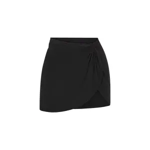 Knot Draped Mini Skirt in Luxe Cupro Jersey