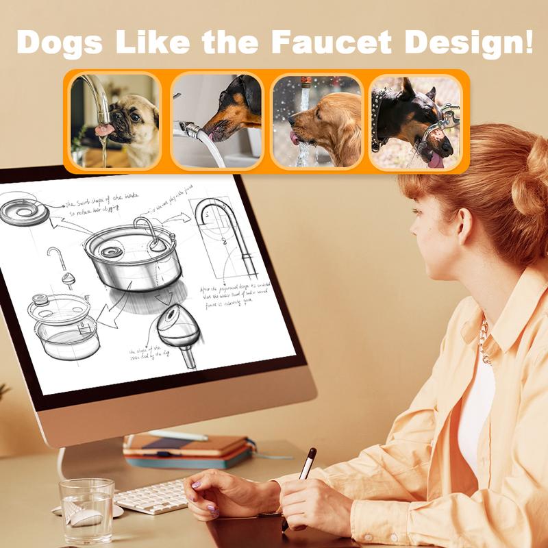 oneisall Dog Water Fountain for Large Dogs with 3  Filters, 6L Stainless Steel Dog Fountain,Ultra 35dB Quiet,Wide Drink Area for Large Dogs Cats and Multi-Pet Home drinking water bowl, automatic water feeder, stainless steel bowls, automatic water bowl