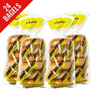 Just Bagels Plain Bagels 4 Packs Of 6 Non-GMO Authentic New York Style Chewy Crunchy Bagels Made in Da Bronx