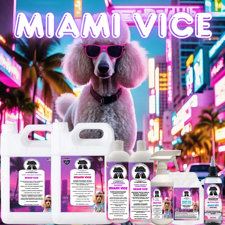 The Funky Groomer Miami Vice Dog Shampoo, Conditioner, Pet Grooming Supply