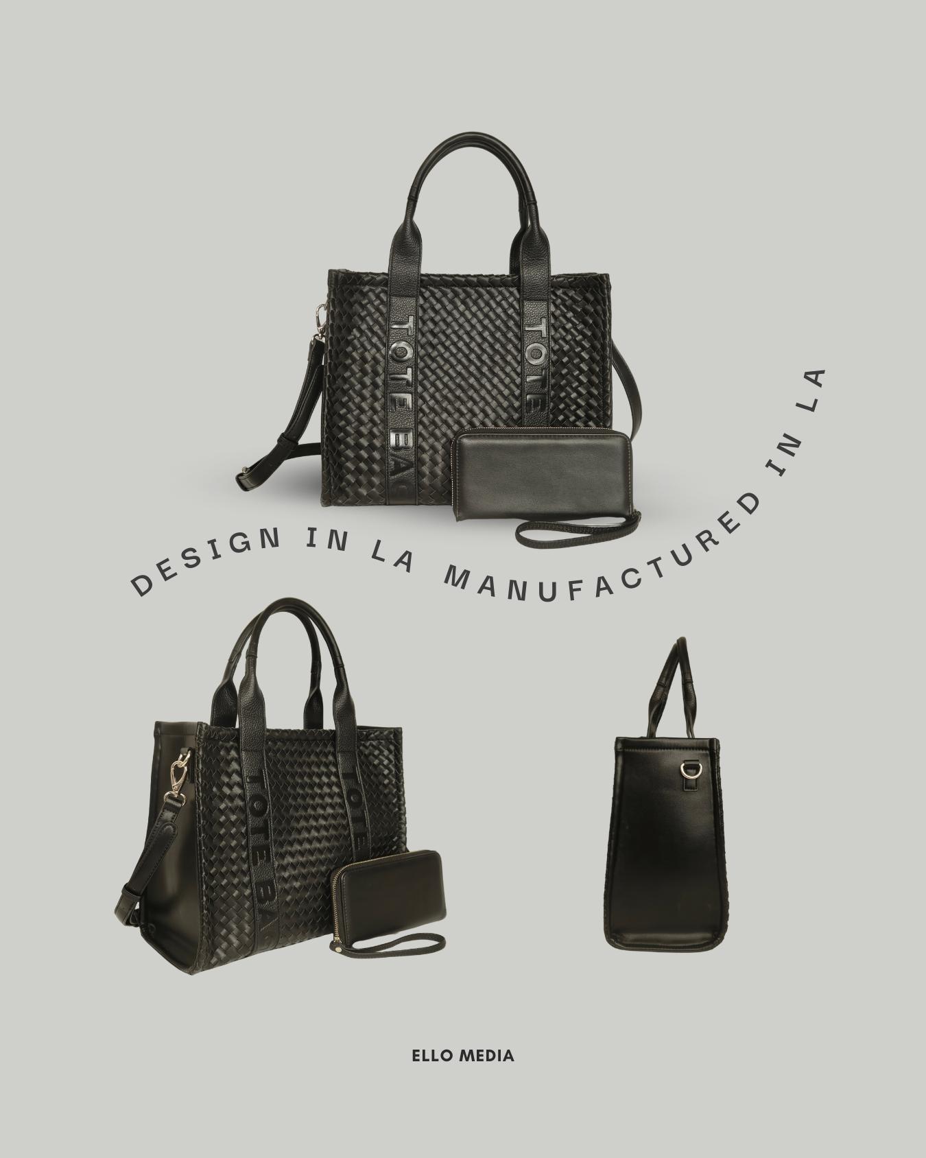 Woven Quilted Tote & Wallet Set - Stylish Square Women's Bag Combo, Spacious & Trendy for Daily Use Weave Style