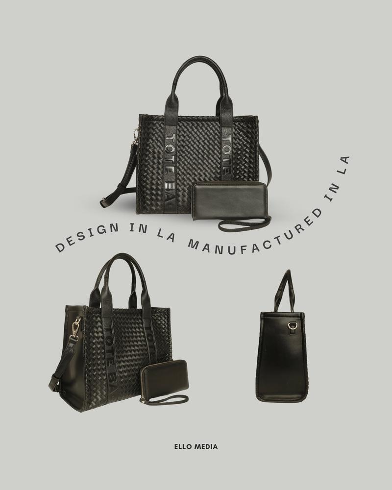 Woven Quilted Tote & Wallet Set - Stylish Square Women's Bag Combo, Spacious & Trendy for Daily Use Weave Style