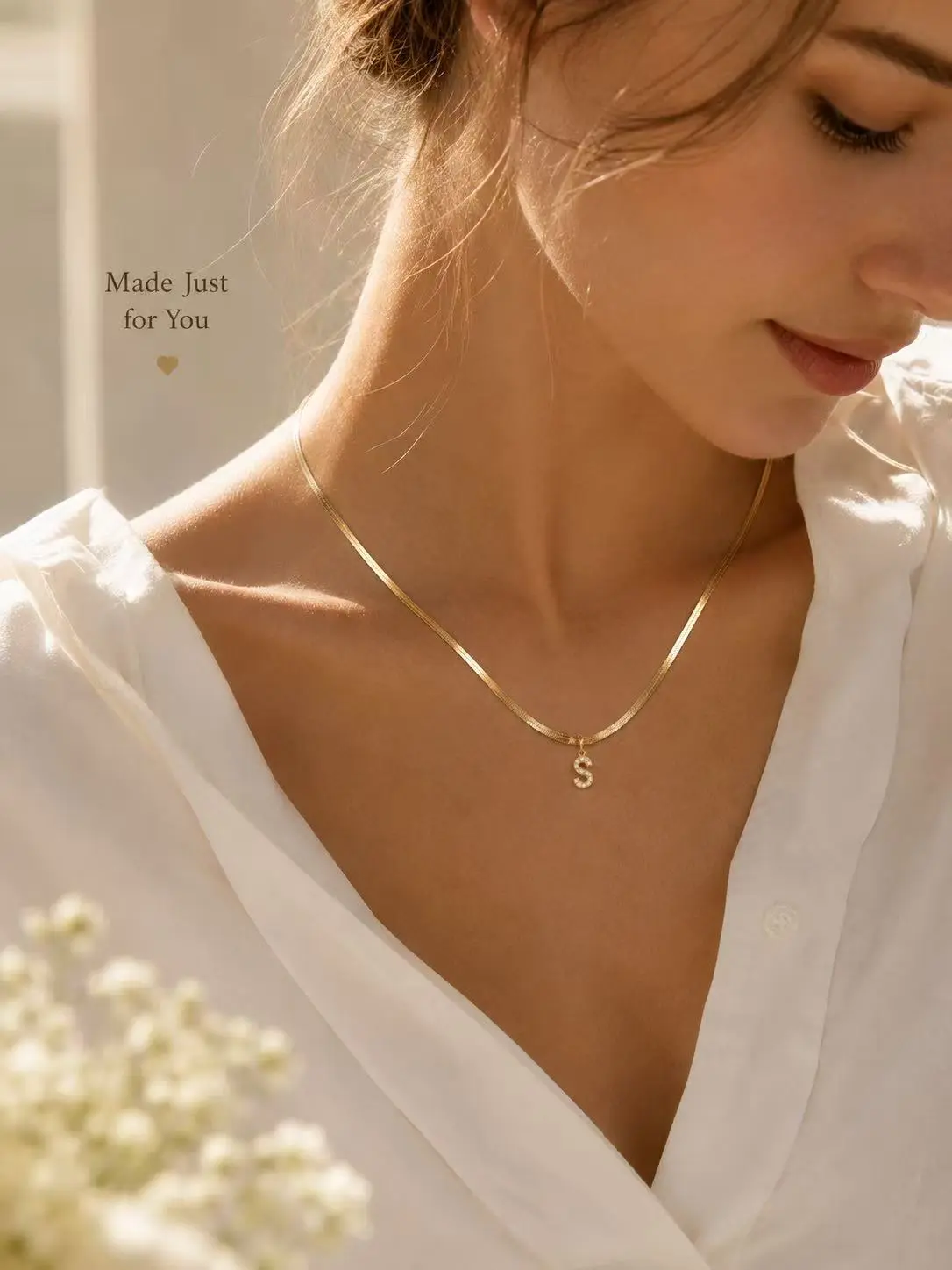 Gold Initial Necklace for Women, Elegant Minimalist Letter Pendant on an Adjustable Snake Chain with Lobster Clasp, Meaningful Womens Gifts, Custom Letters Necklace, Daily Versatile Chain, Custom Made Necklace, Initial Necklaces