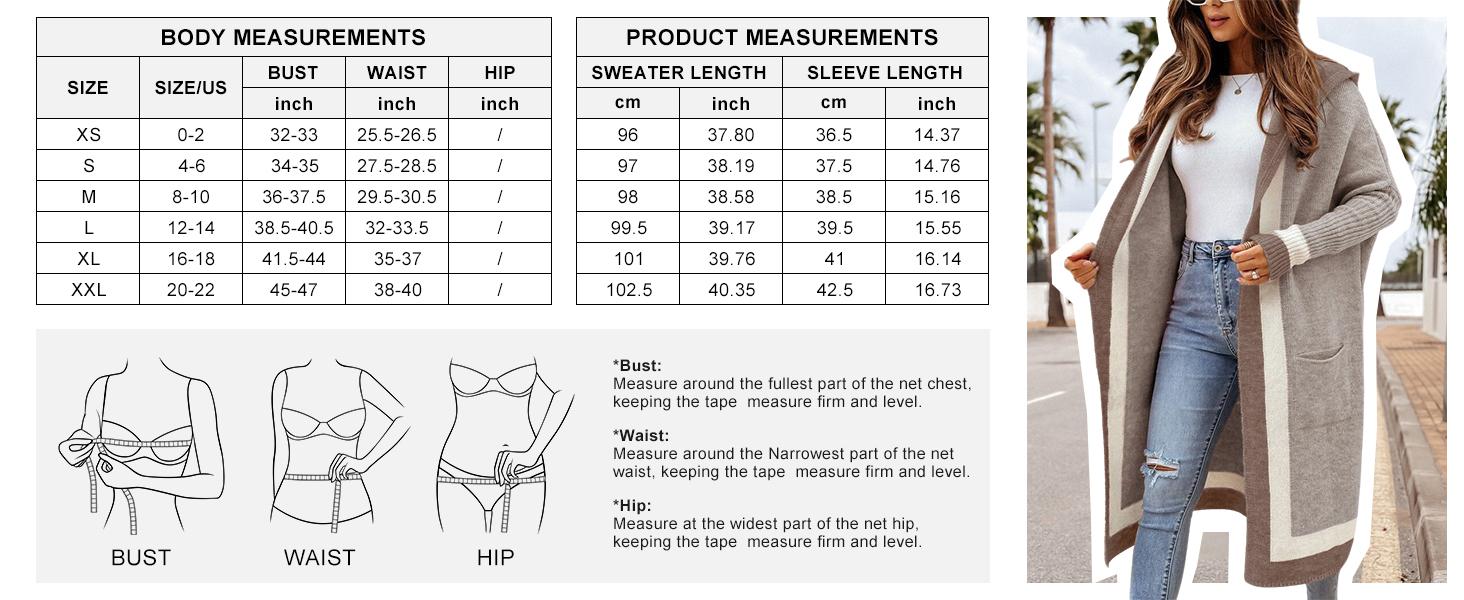 Ebossy Women's Apricot Khaki Color Block Striped Hooded Cardigan Sweater with Pockets Oversized Long Knitwear Top for Daily Wear Casual Womenswear Ebossy Women's Apricot Khaki Color Block Striped Hooded Cardigan Sweater with Pockets Oversized Long Knitwear Top for Daily Wear Casual Womenswear