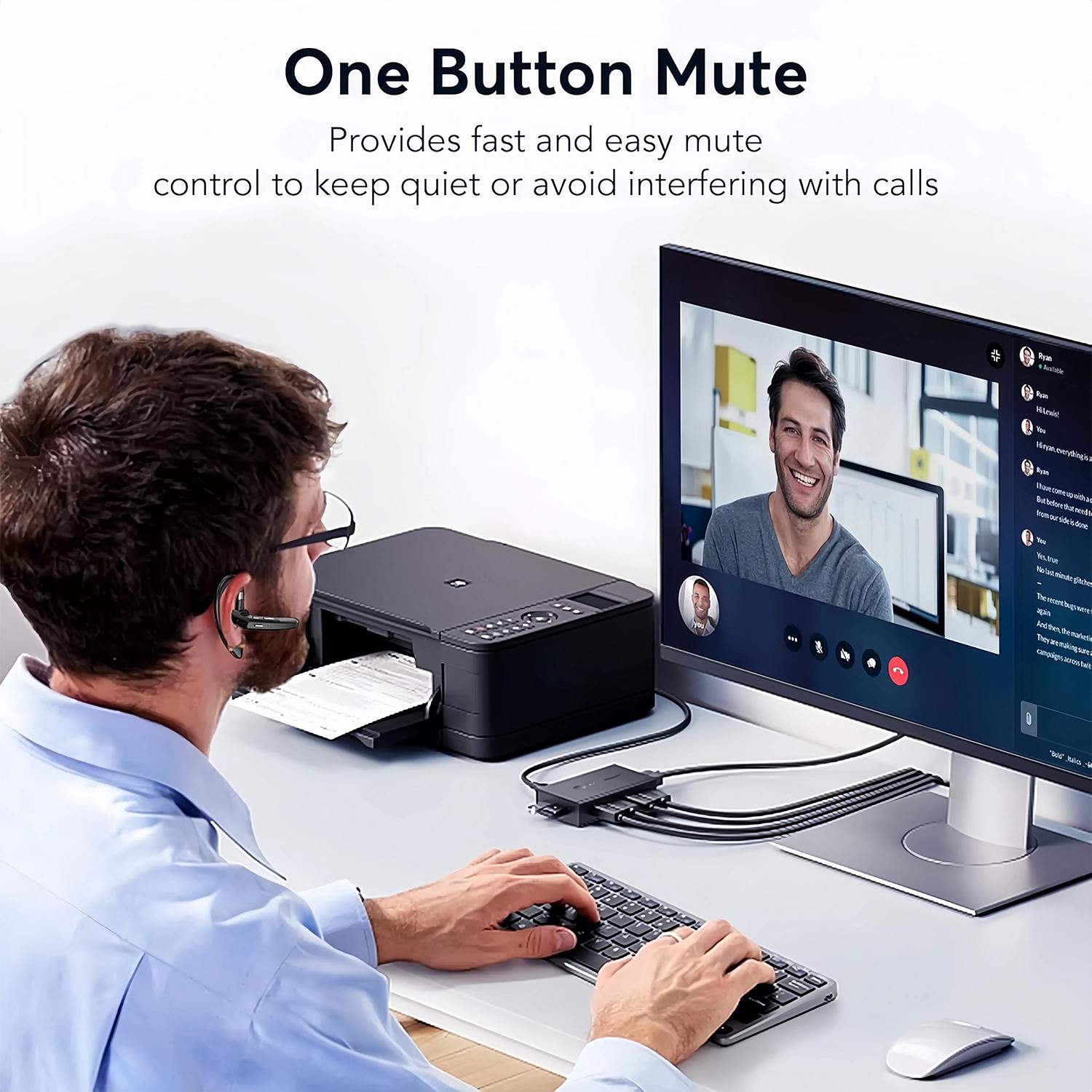 Bluetooth Wireless Business Headset for Cell Phones 500Hrs Standby Time with LED Charging Case 270 Degrees Rotatable Microphone Sports Earphone for Android iOS