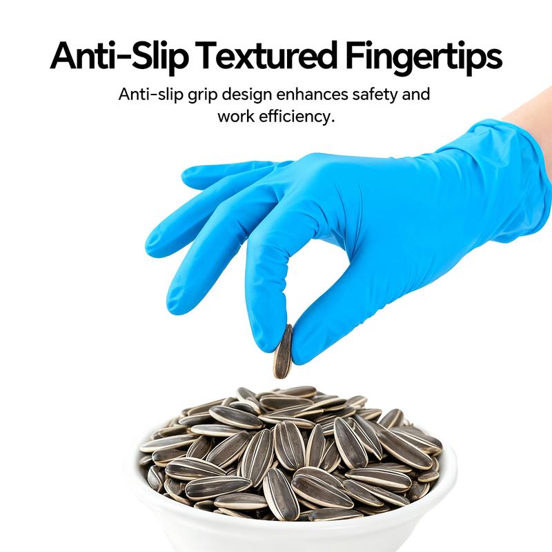 Thickened Disposable Nitrile Gloves Blue 200/400Pcs, Latex & Powder Free, Puncture Resistant, Textured Non-Slip Grip, Food Safe Multi-Purpose Gloves, Food Grade, S/M/L/XL, Ideal for Household, Catering, Beauty & Industrial Work
