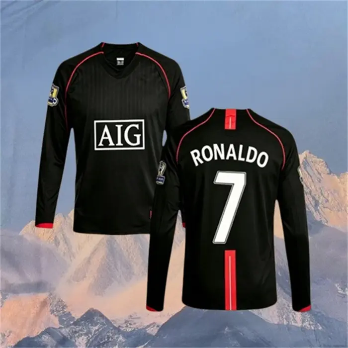 07 08C7 Ronaldo Away Black Long Sleeve Vintage Jersey Fan Edition