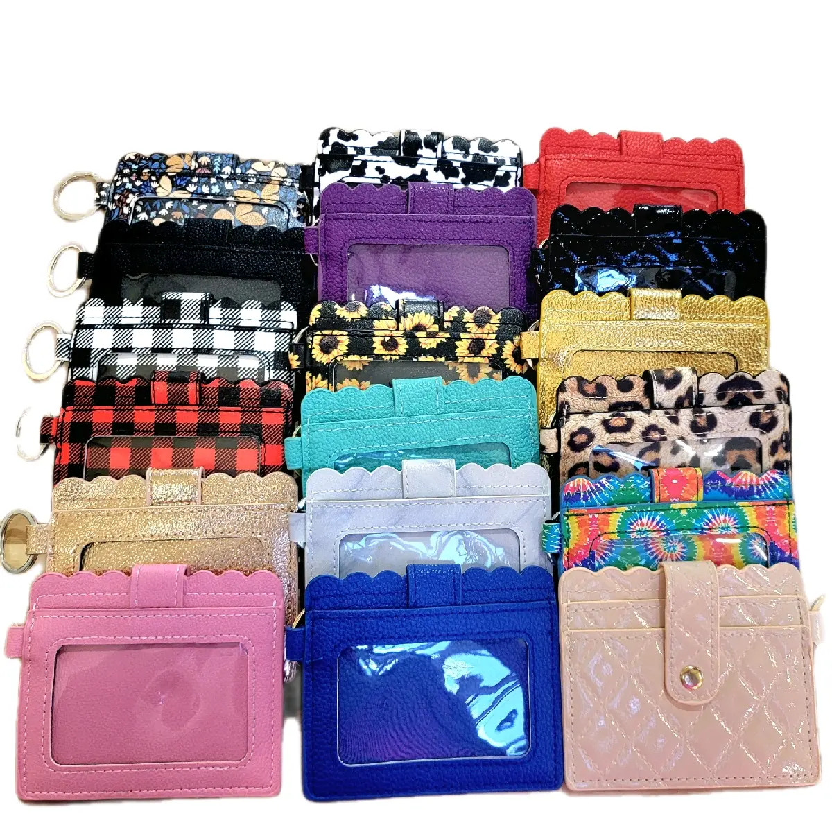 wallet keychain id holder PU Leather